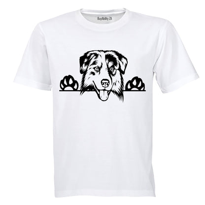 Australian Shepherd Peeking Dog - Adults - T-Shirt - BuyAbility