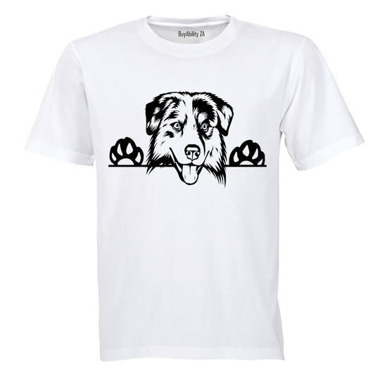 Australian Shepherd Peeking Dog - Adults - T-Shirt - BuyAbility