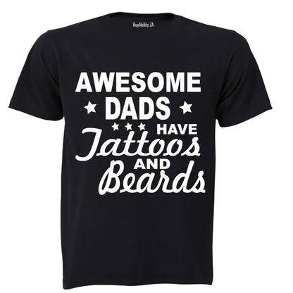 Awesome Dads have Tattoos & Beards - Stars - Adults - T-Shirt - BuyAbility