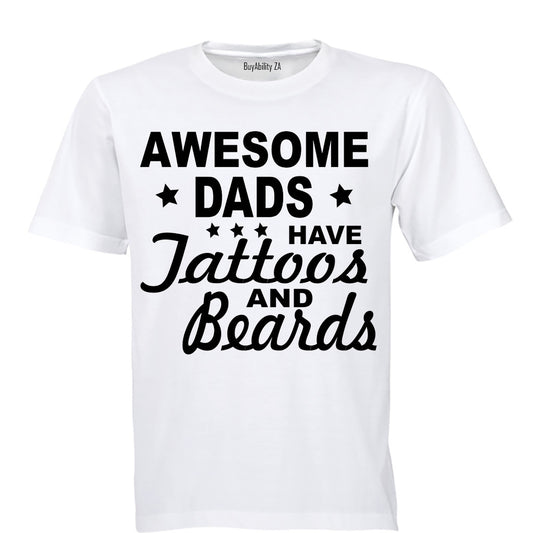 Awesome Dads have Tattoos & Beards - Stars - Adults - T-Shirt - BuyAbility