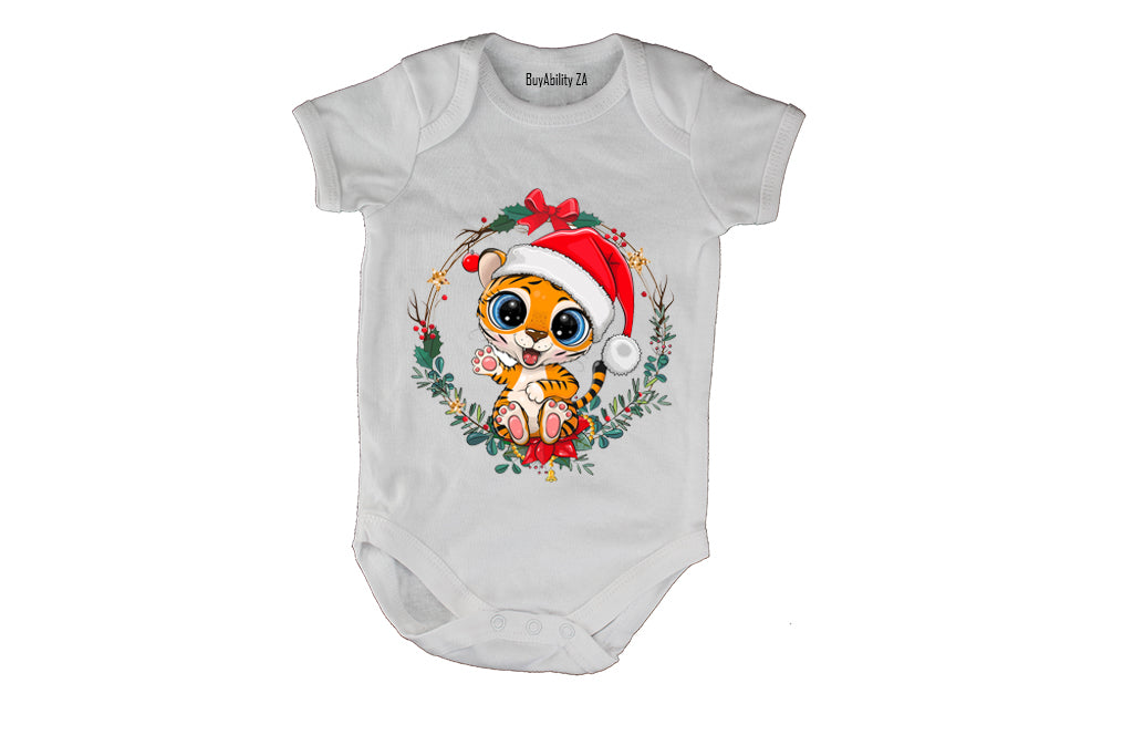 Baby Christmas Tiger - Baby Grow