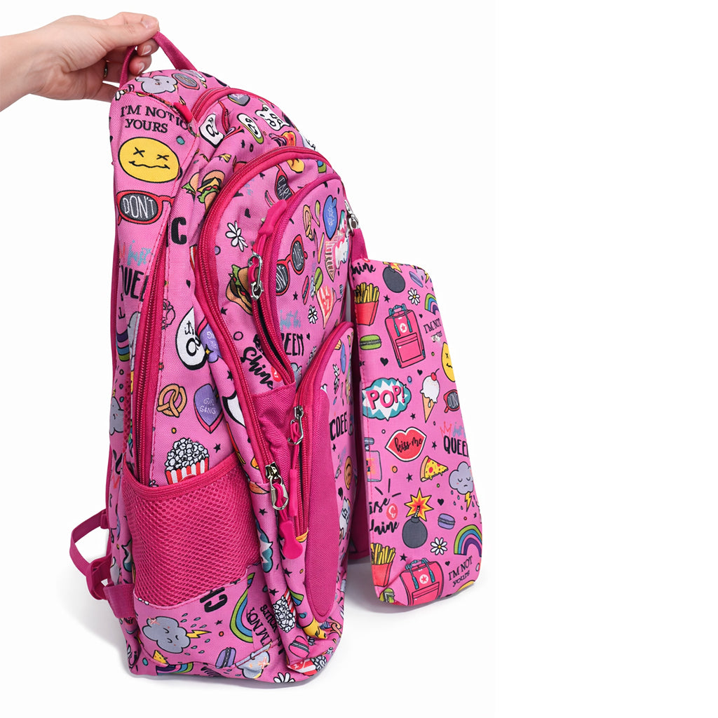 Funky Pink Pop Print - Kids Backpack & Pencil Case Set