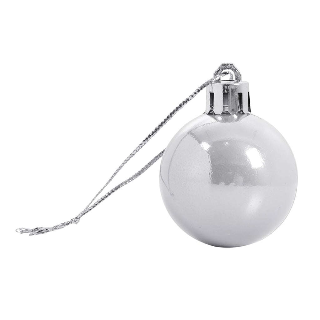 White and Silver Christmas Bauble Set - 24 Baubles