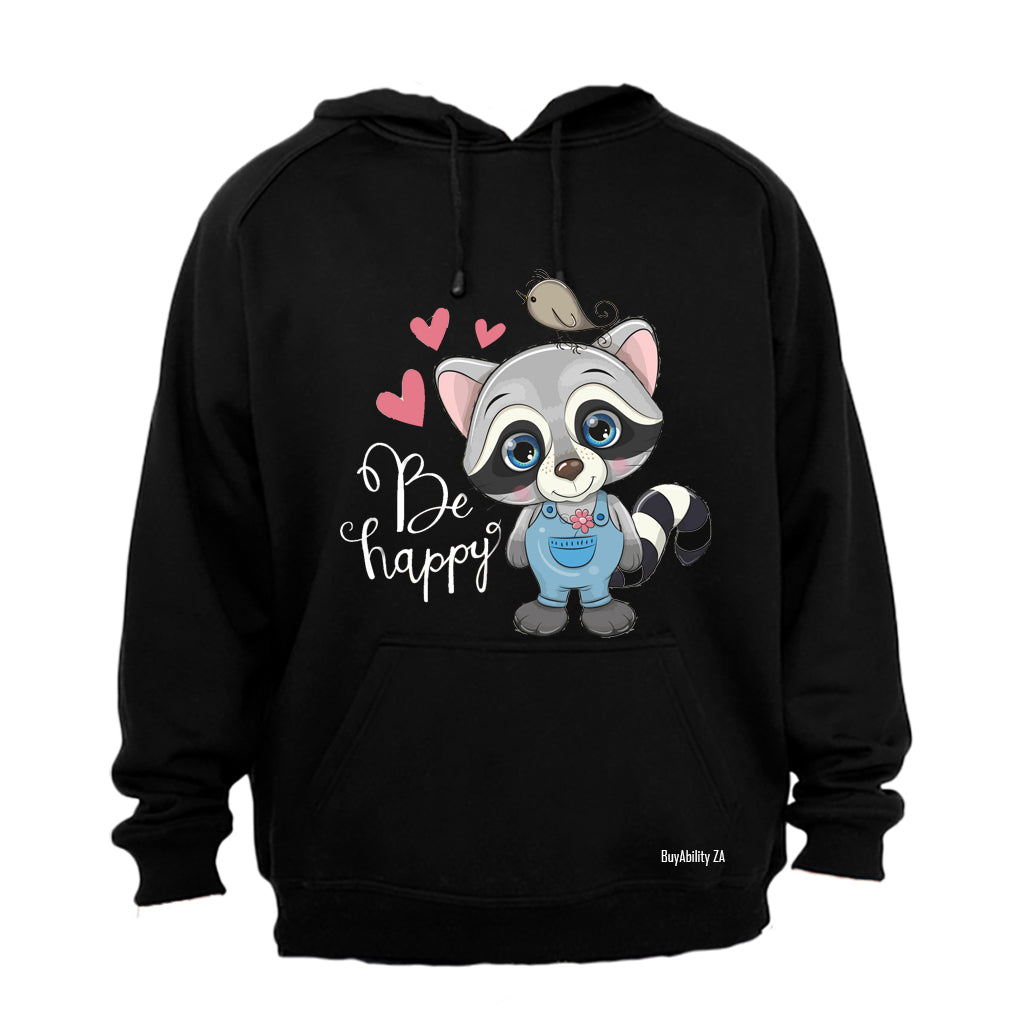 Be Happy Raccoon - Hoodie - BuyAbility