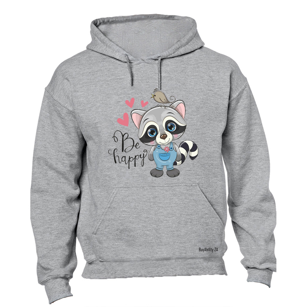Be Happy Raccoon - Hoodie - BuyAbility