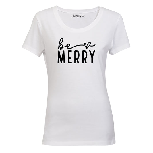Be Merry - Christmas Heart - Ladies - T-Shirt