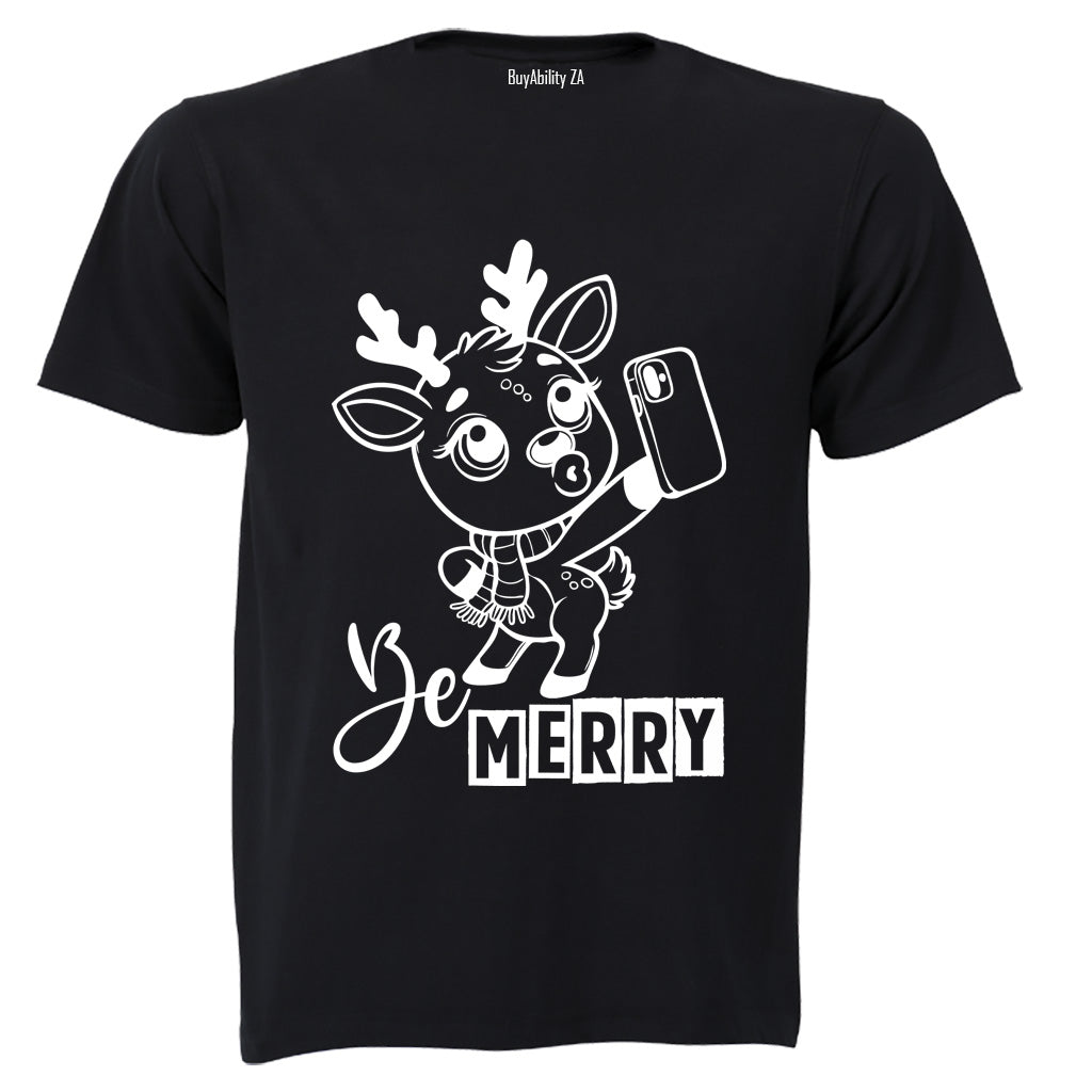 Be Merry - Christmas Reindeer - Kids T-Shirt - BuyAbility South Africa