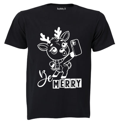 Be Merry - Christmas Reindeer - Kids T-Shirt - BuyAbility South Africa