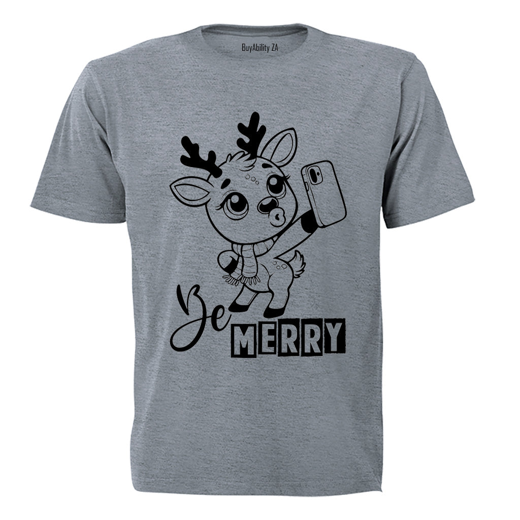 Be Merry - Christmas Reindeer - Kids T-Shirt - BuyAbility South Africa