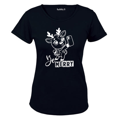 Be Merry - Christmas Reindeer - Ladies - T-Shirt - BuyAbility South Africa