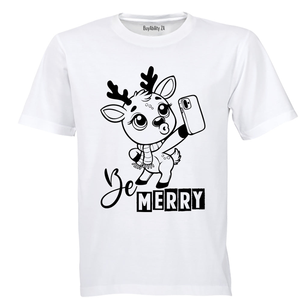 Be Merry - Christmas Reindeer - Kids T-Shirt - BuyAbility South Africa
