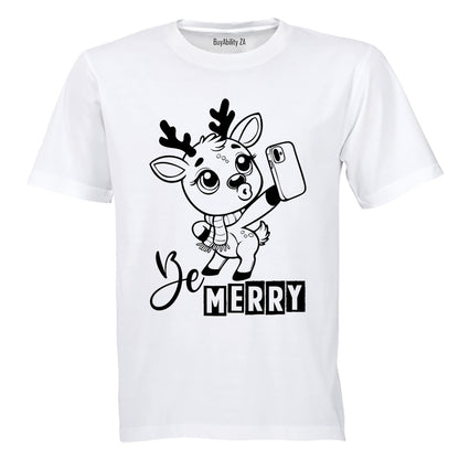 Be Merry - Christmas Reindeer - Kids T-Shirt - BuyAbility South Africa