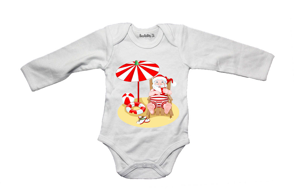 Beach Santa - Christmas - Baby Grow