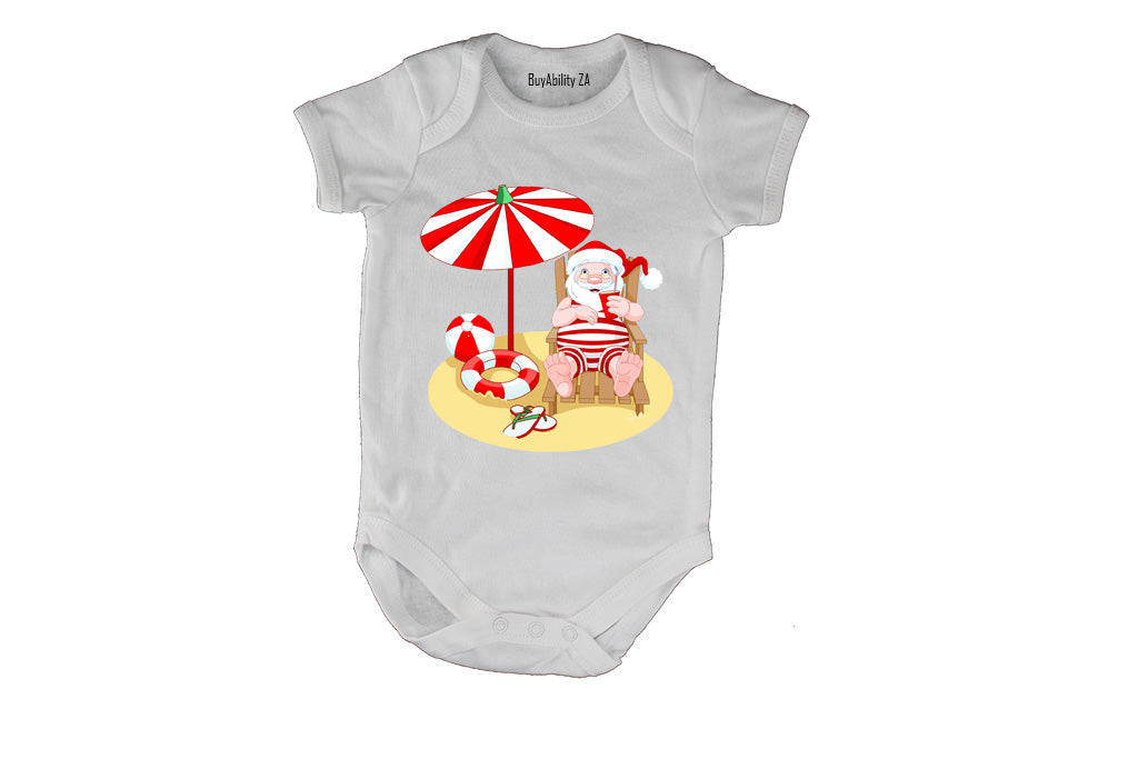 Beach Santa - Christmas - Baby Grow