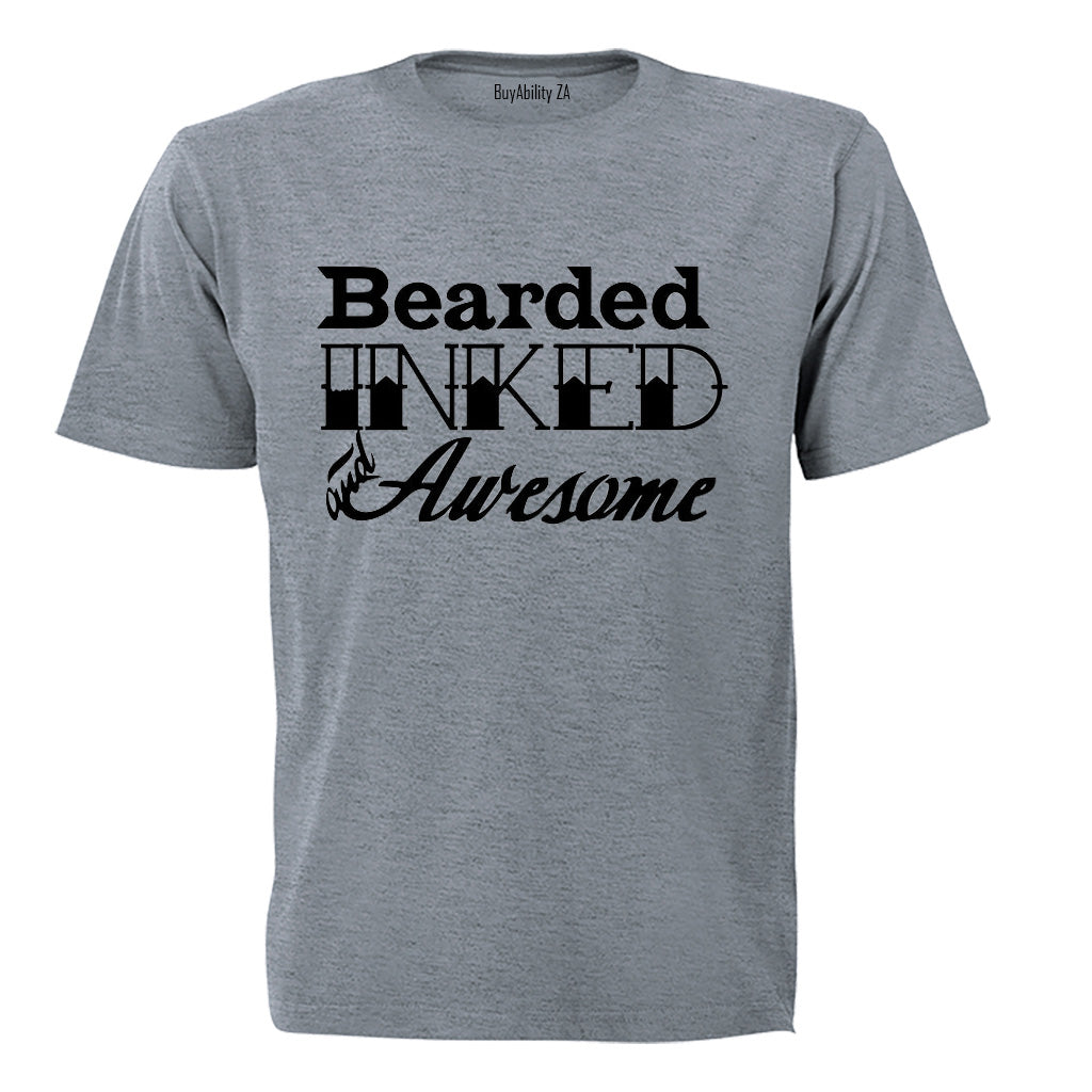 Bearded. Inked & Awesome - Adults - T-Shirt - BuyAbility