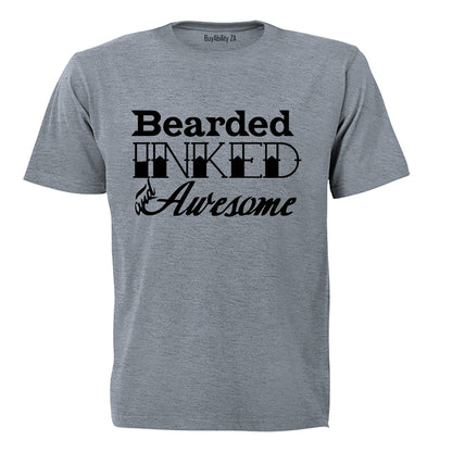 Bearded. Inked & Awesome - Adults - T-Shirt - BuyAbility