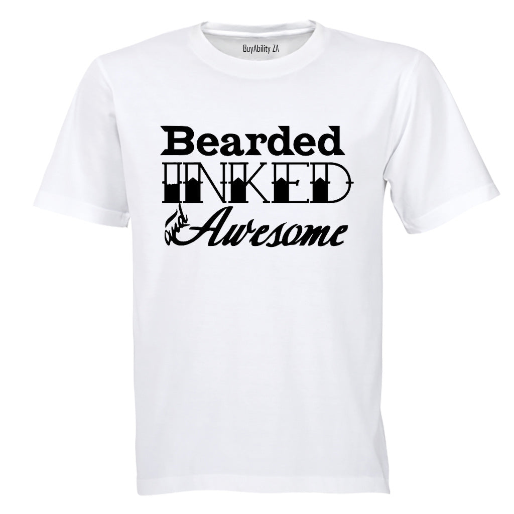 Bearded. Inked & Awesome - Adults - T-Shirt - BuyAbility