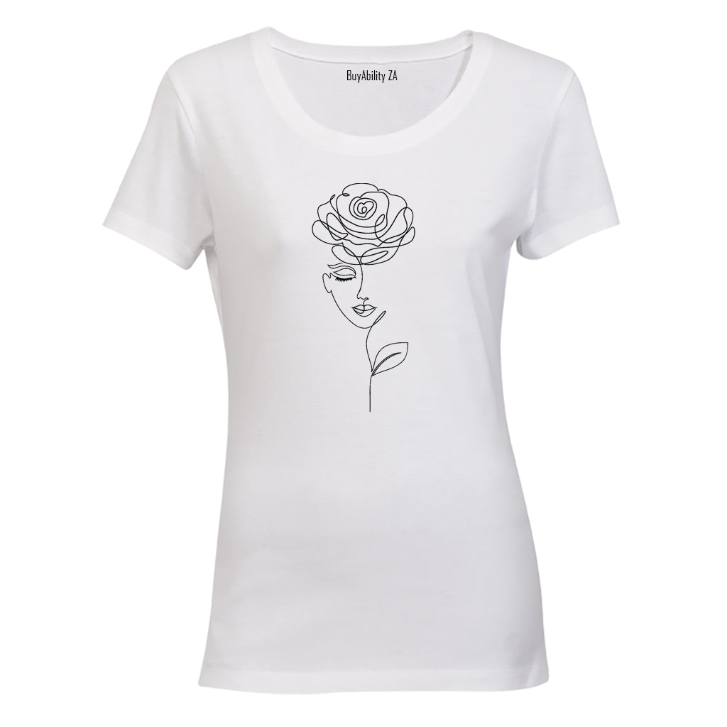 Beauty Rose Illustration - Ladies - T-Shirt - BuyAbility South Africa