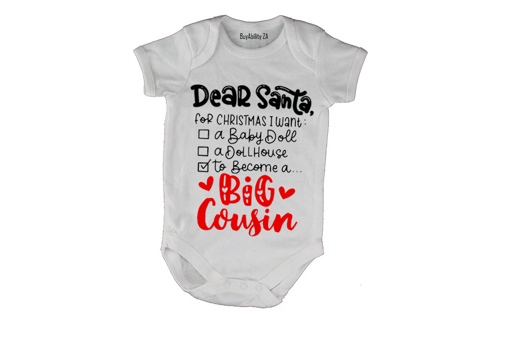 Become A Big Cousin - Christmas - Baby Grow