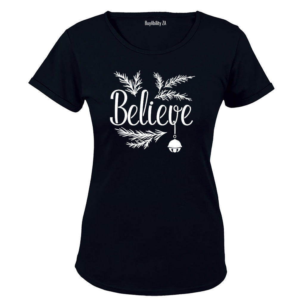 Believe - Christmas Bell - Ladies - T-Shirt - BuyAbility
