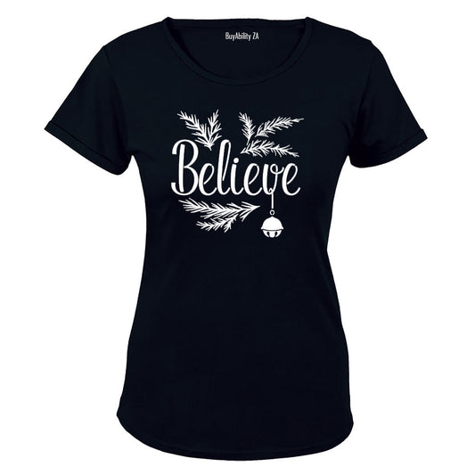 Believe - Christmas Bell - Ladies - T-Shirt - BuyAbility