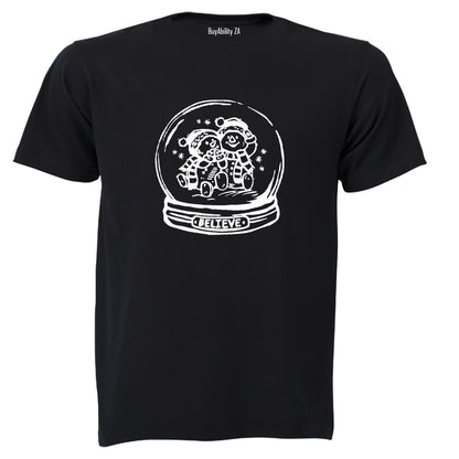 Believe - Christmas Snowman Globe - Adults - T-Shirt