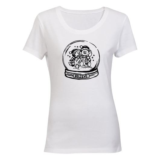 Believe - Christmas Snowman Globe - Ladies - T-Shirt - BuyAbility South Africa