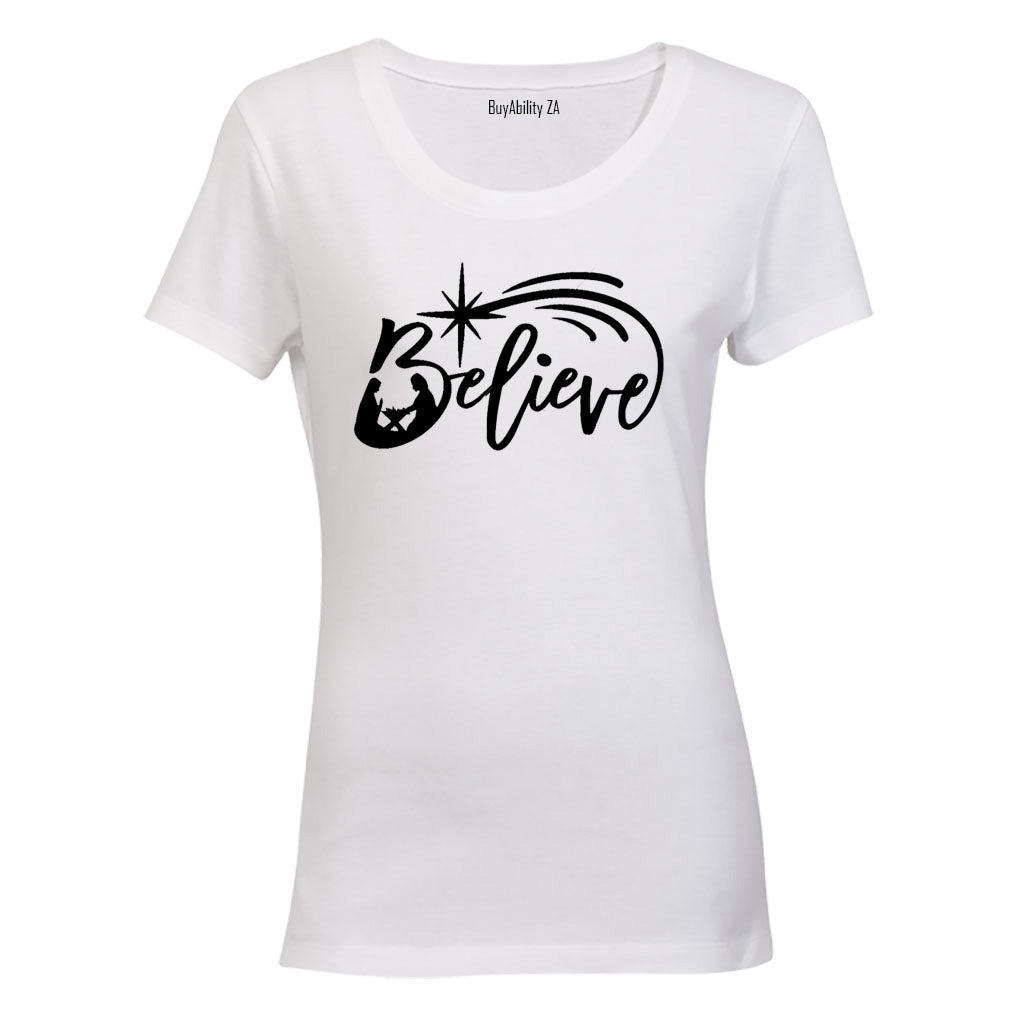 Believe - Christmas - Ladies - T-Shirt - BuyAbility