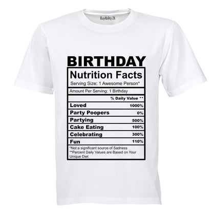 Birthday - Nutrition Facts - Adults - T-Shirt