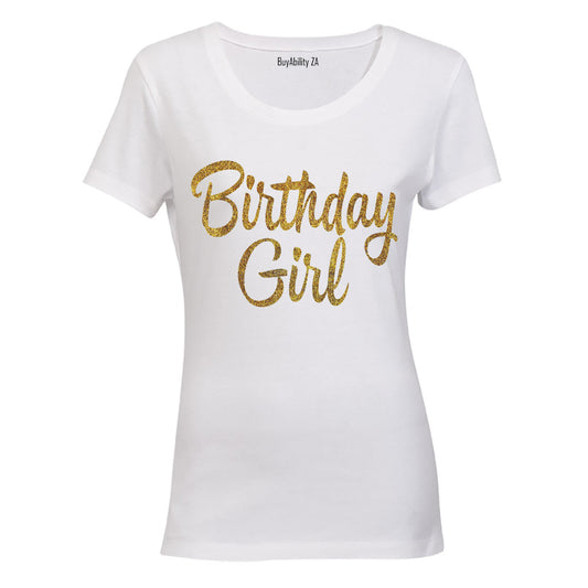 Birthday Girl - Glitter Gold - Ladies - T-Shirt - BuyAbility