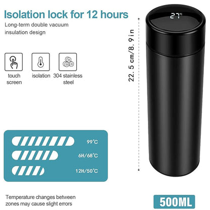 Smart Water Bottle Stainless Steel Vacuum Thermo Flask Traveling Cup 500ml
