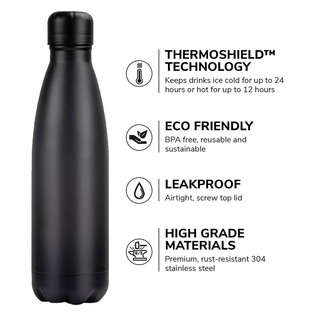 Super Dad - 500ml Black Stainless Steel Bottle