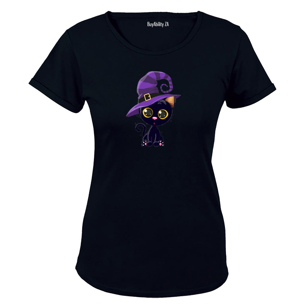 Black Cat - Hat - Halloween - Ladies - T-Shirt