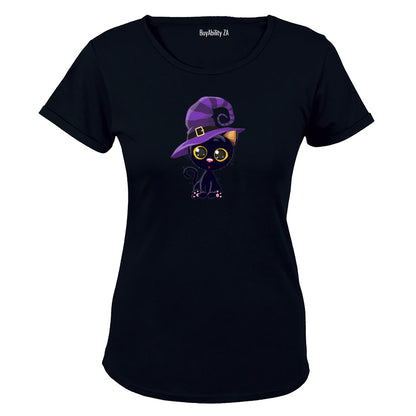 Black Cat - Hat - Halloween - Ladies - T-Shirt