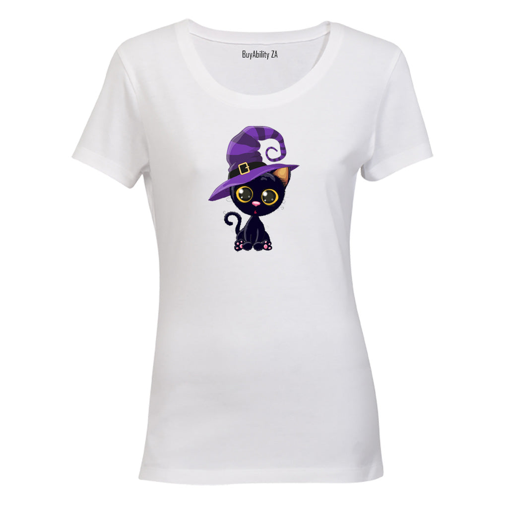 Black Cat - Hat - Halloween - Ladies - T-Shirt
