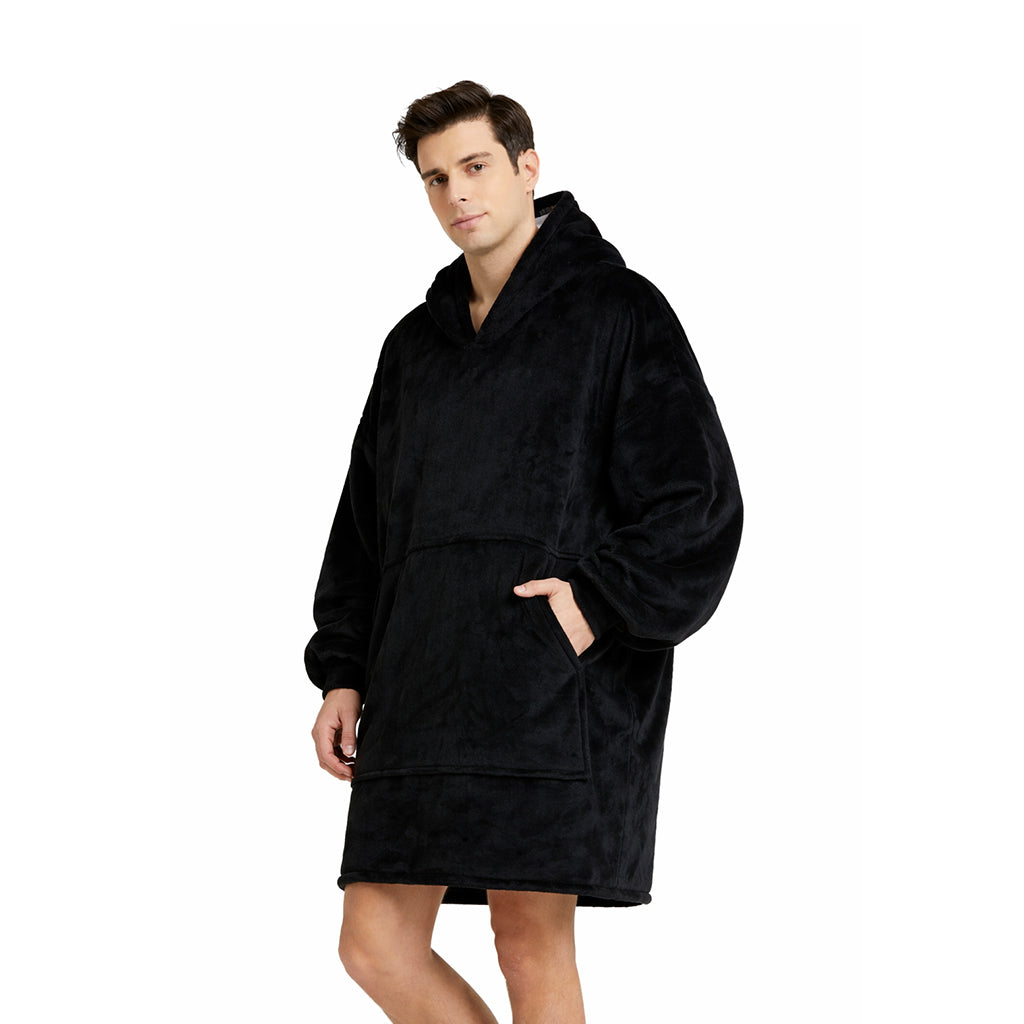 Over-sized Black Fleece Hoodie - One Size - BuyAbility