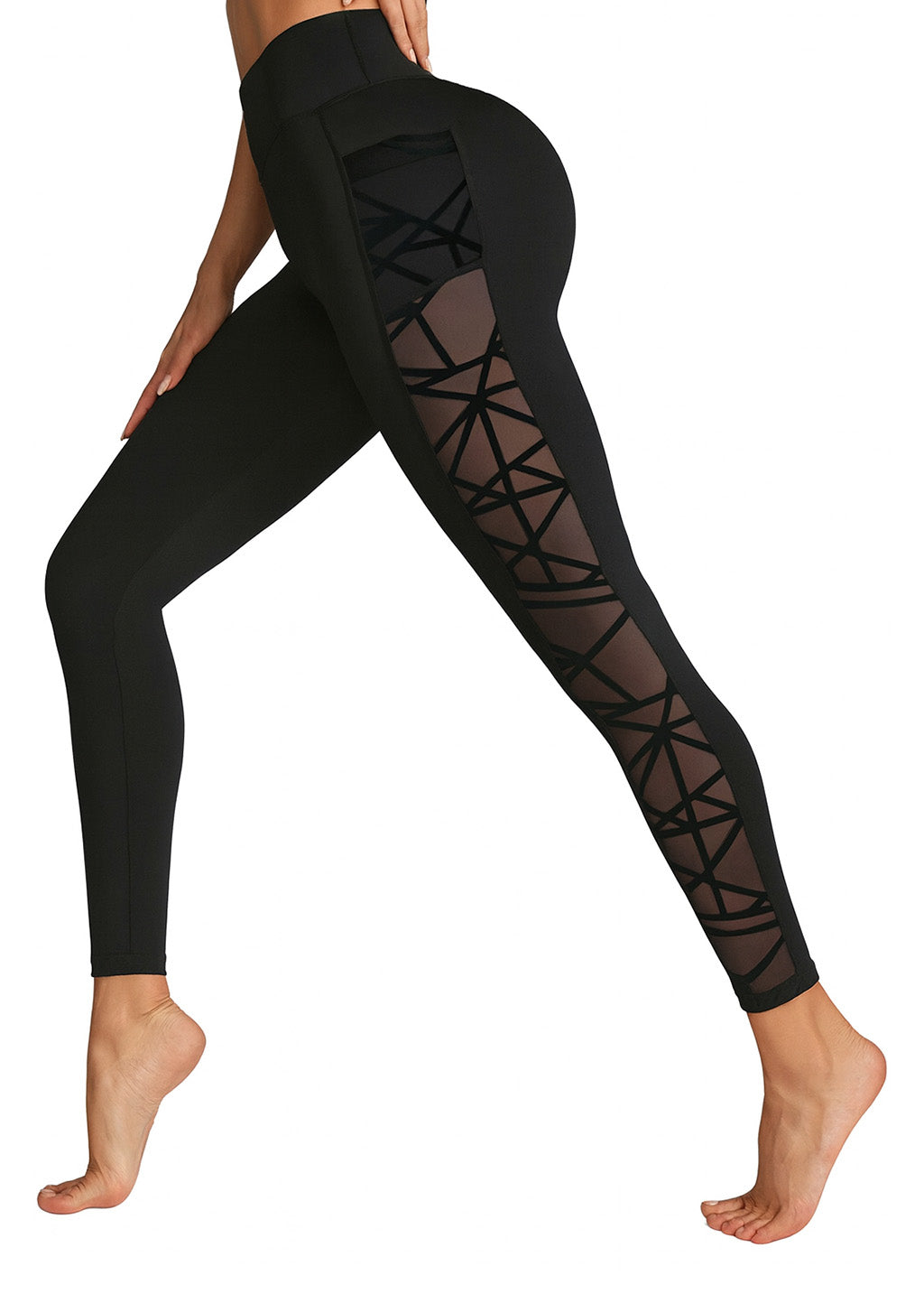 BuyAbility Black Mesh Panel High-Waist Sports Leggings - BuyAbility South Africa