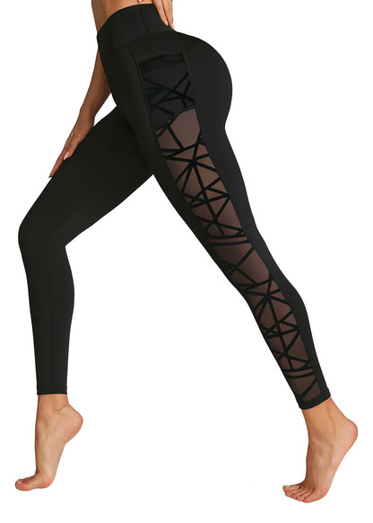BuyAbility Black Mesh Panel High-Waist Sports Leggings - BuyAbility South Africa