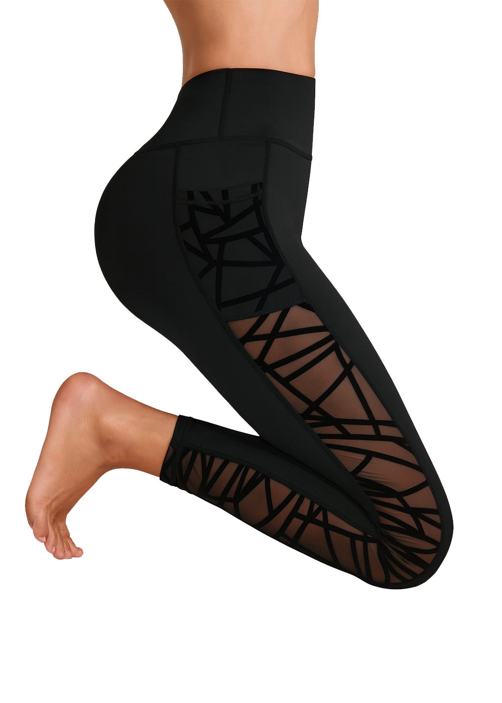 BuyAbility Black Mesh Panel High-Waist Sports Leggings - BuyAbility South Africa