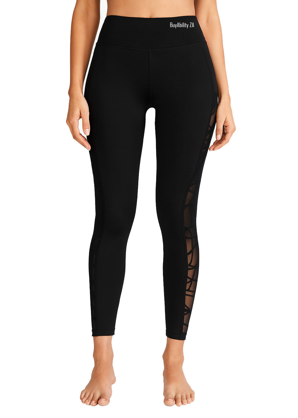 BuyAbility Black Mesh Panel High-Waist Sports Leggings - BuyAbility South Africa