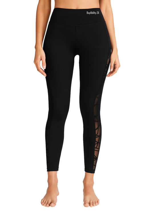 BuyAbility Black Mesh Panel High-Waist Sports Leggings - BuyAbility South Africa