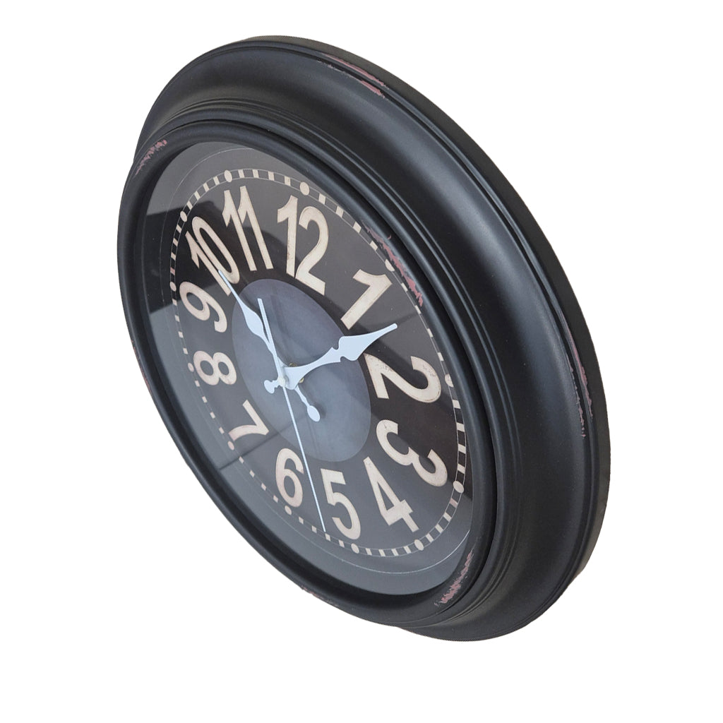Antique Rustic Vintage Clock - Black with Red