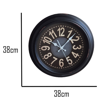 Antique Rustic Vintage Clock - Black with Red