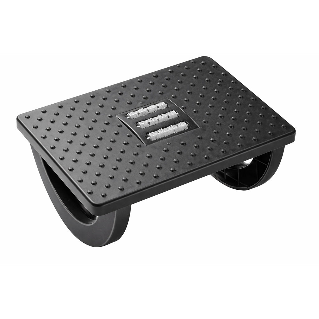 Black Ergonomic Rocking Footrest with Massage Rollers - BuyAbility