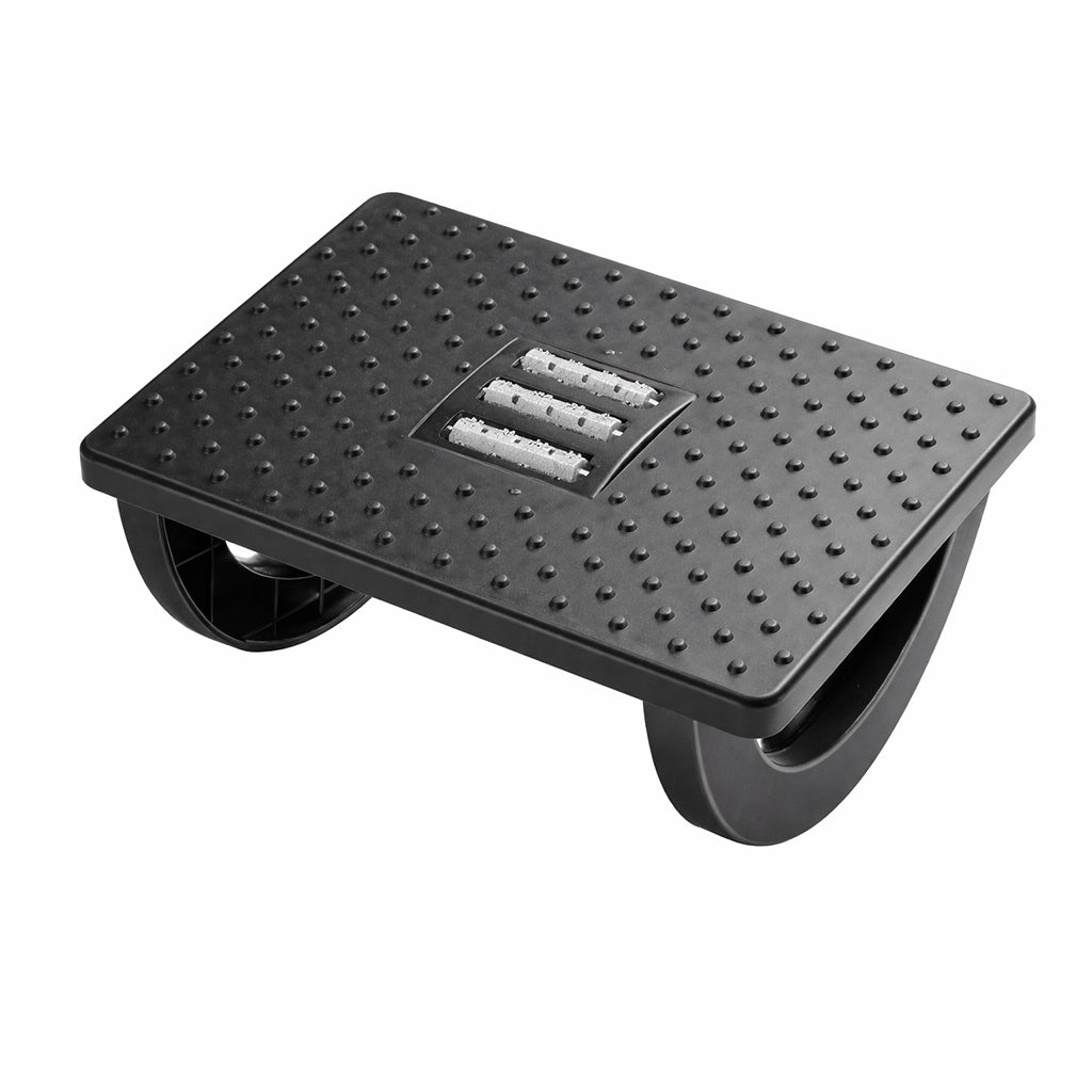Black Ergonomic Rocking Footrest with Massage Rollers - BuyAbility