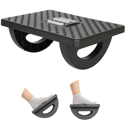Black Ergonomic Rocking Footrest with Massage Rollers - BuyAbility