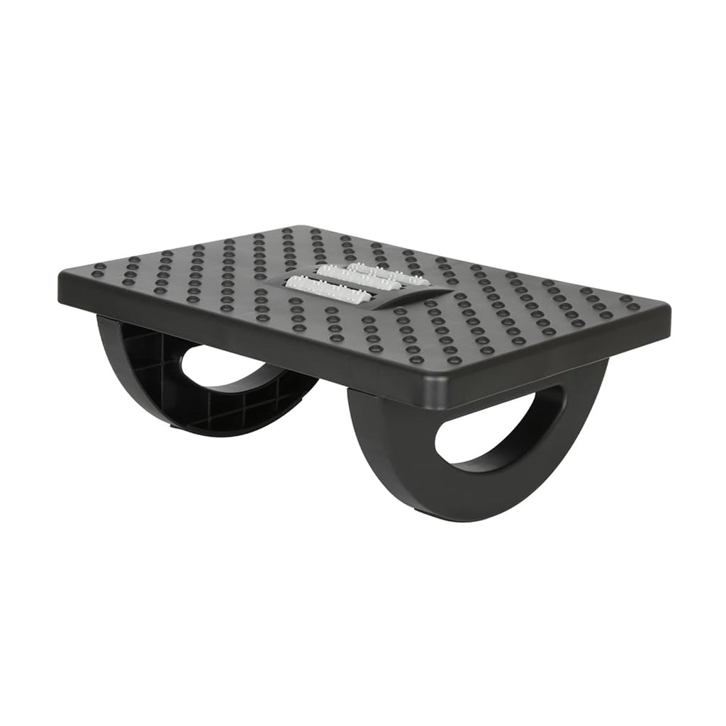 Black Ergonomic Rocking Footrest with Massage Rollers - BuyAbility