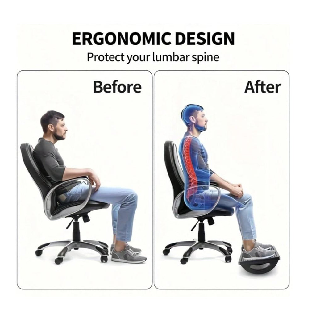 Black Ergonomic Rocking Footrest with Massage Rollers - BuyAbility