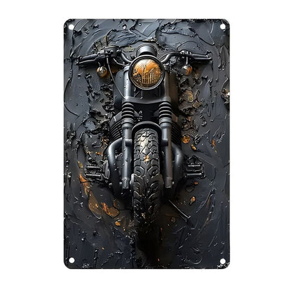 Black Rustic Motorcycle Metal Sign
