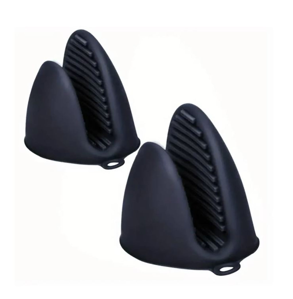 2 Piece Black Silicone Oven Mittens - BuyAbility